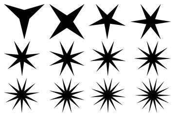Star - vector set - black on white background