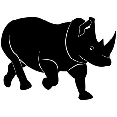 Vector image of a runner rhinoceros silhouette