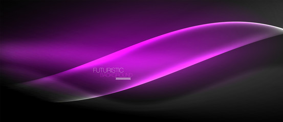 Neon glowing wave, magic energy and light motion background