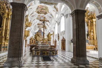 Foto op Canvas The collegiate church of Stift Stams, a baroque Cistercian abbey in the municipality of Stams, state of Tyrol, western Austria © J. Ossorio Castillo