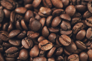 closeup fresh roasted coffee beans