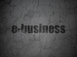 Business concept: Black E-business on grunge textured concrete wall background