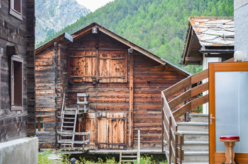Villages with mountain background in Switzerland.