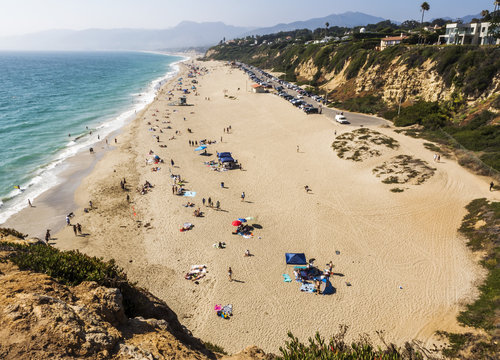 Zuma Beach with seagulls - Zuma Beach, Los Angeles, LA, California, CA, USA