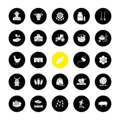 Agriculture glyph icons set