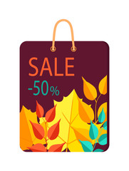 Sale -50 Bag with Print on Vector Illustration