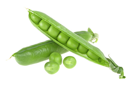 Organic green peas isolated on a white background