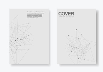 Abstract polygonal geometric shape with molecule structure style. Connect lines and dots cover brochure