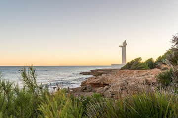 Atardecer desde el faro de Alcossebre en la Sierra de Irta, Castellón, España
