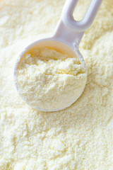 Powdered milk with spoon for baby
