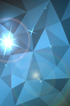 Blue Glitter ice illustration of polygon consisting of triangles. Abstract background in origami style is a gradient. Triangular design for your business. Rainbow, spectral image. Vector eps 10.