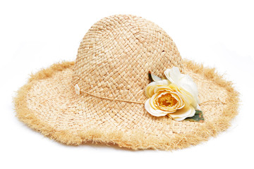 Straw lady hat isolated on white background