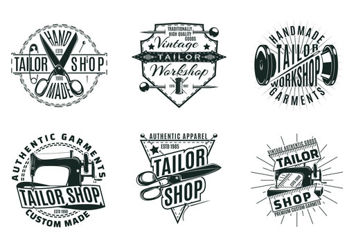 Monochrome Vintage Tailor Shop Logos Set