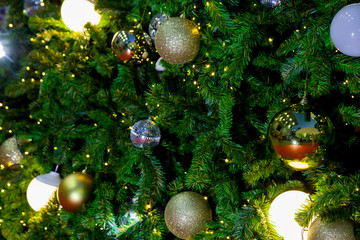 Obraz na płótnie Canvas Christmas trees are decorated with beautiful objects. Waiting for the festival day at the end of the year.