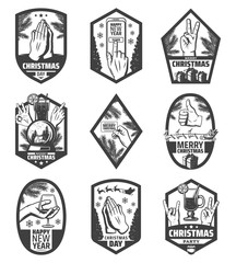 Vintage Monochrome Christmas Labels Set