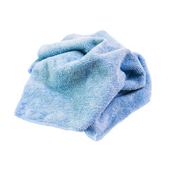 Blue rag for cleaning isolated on white background