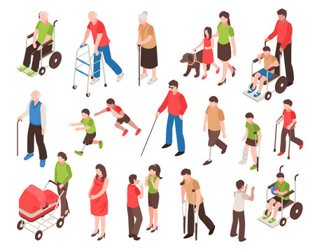 Disabled People Isometric Set
