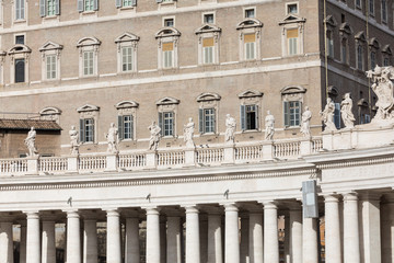 Pope`s window on Saint Peter`s Square in Vatican, Rome, Italy