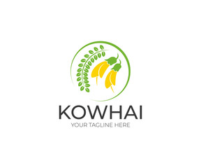 Kowhai Logo Template. Floral Vector Design. Plant Illustration