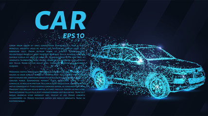 The car of the particles. The crossover consists of circles and points. Vector illustration