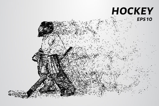 Hockey from the particles. The goalkeeper consists of circles and points. Vector illustration