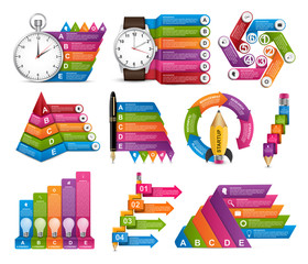 Collection of colorful infographics. Design elements.