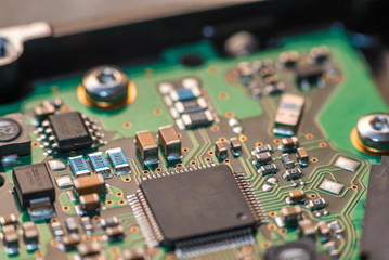 Computer chip close up. Hi tech concept.