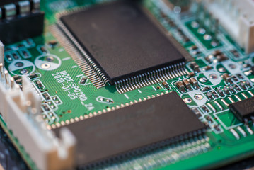 Computer chip close up. Hi tech concept.