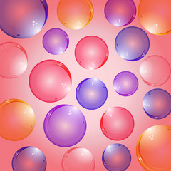 multicolored balls, bubbles on bright background, vector illustration
