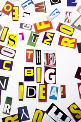A word writing text showing concept of The Big Idea made of different magazine newspaper letter for Business case on the white background with copy space