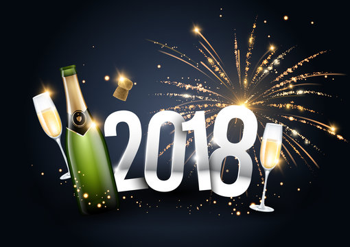 2018 bonne année feux d'artifice champagne