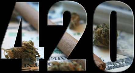 Marijuana 420 Logo With Blunt, Bud & Money Inside Logo High Quality 