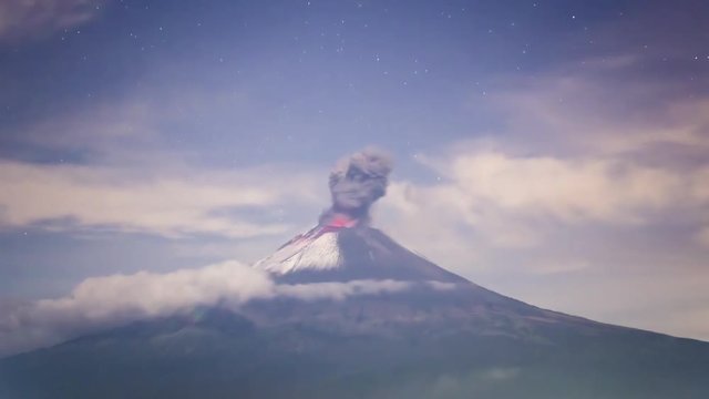 Erupci&oacute;n nocturna volc&aacute;n Popocat&eacute;petl