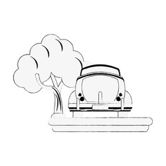 Vintage car backview icon vector illustration graphic design