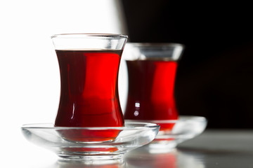 Traditional turkish tea close up