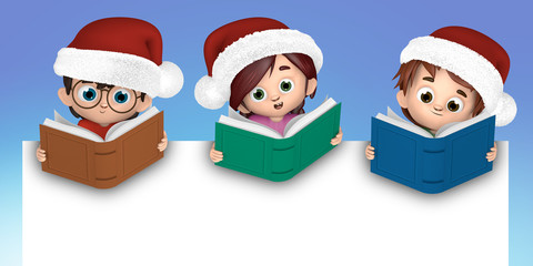 niños leyendo en navidad