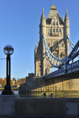 London Tower Bridge and Thames River in the autumn