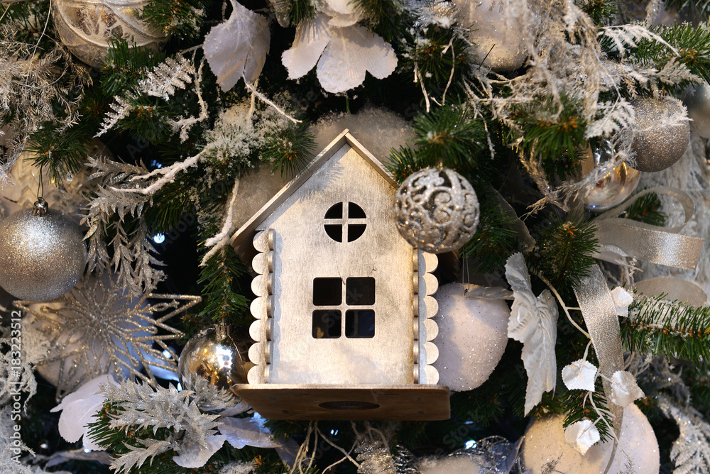 Wall mural Fairy house on Christmas tree