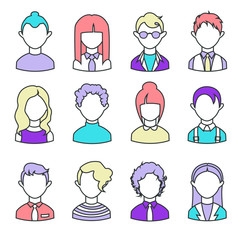 set of linear avatars. simple icons. vector illustration