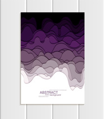 Vector brochure A5 or A4 format abstract uneven purple, violet shapes design element corporate style
