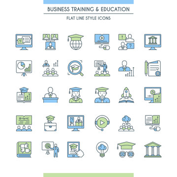 Business training and education icon set