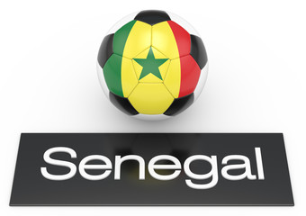 Fußball mit Flagge Senegal, Version 1, 3D-Rendering