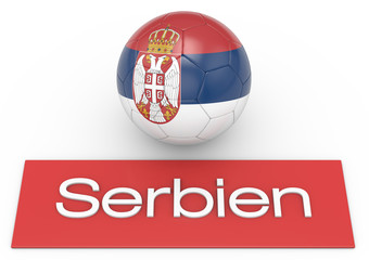 Obraz premium Fußball mit Flagge Serbien, deutsche Version 3, 3D-Rendering