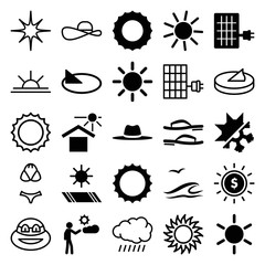 Set of 25 sun filled and outline icons