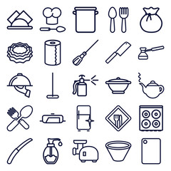Set of 25 kitchen outline icons