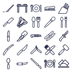 Set of 25 knife outline icons