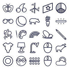 Set of 25 bright outline icons