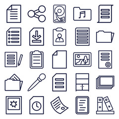 Set of 25 file outline icons