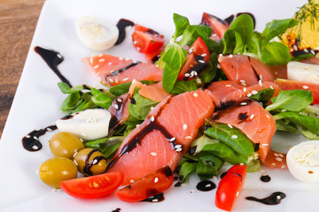 Salmon salad with eggs