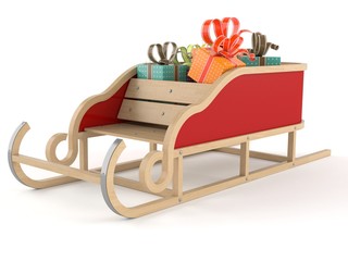 Gifts with santa sleigh